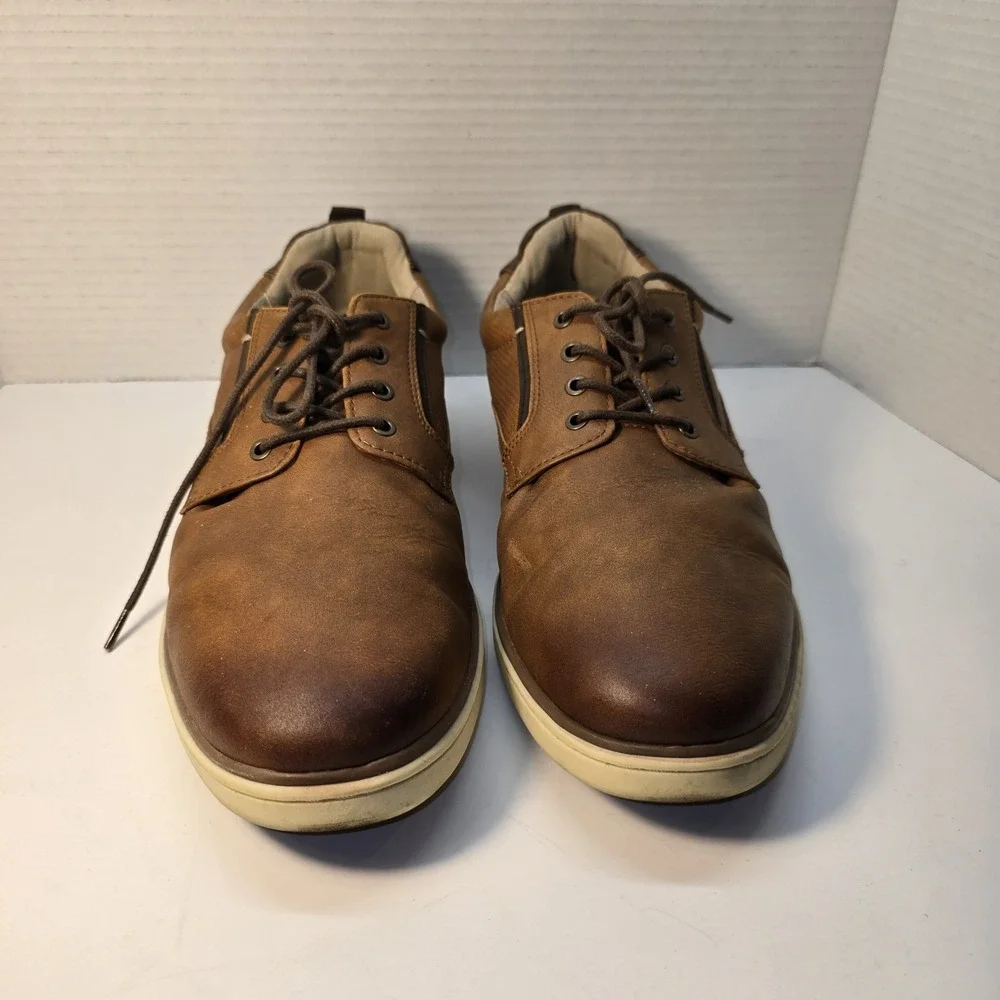 Crown Vintage Men's Size 11M‎ Lace Up Brown Faux Leather Oxford Shoes